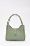 Mint Green Shk79 Leather Hand and Shoulder Bag with Button Detail and Snap Fastener Makeup Bag E:30 L:22 W:10
