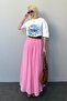 Pink Voile Fabric Basic Women's Long Length Women's Skirt Mg2366 - 6