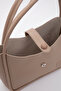 Mink Shk79 Leather Hand and Shoulder Bag with Button Detail and Snap Fastener Makeup Bag E:30 L:22 W:10 - 6