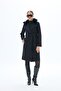 Women's Fur-Trimmed Black Cashmere Coat / Collection