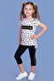 Girl's Fully Printed Leggings Set with Slit Detail - 4
