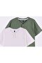 Boys' Button Collar Short Sleeve T-Shirt Set of 2 Khaki-White - 3
