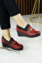 Catherine Red Leather Wedge Heels Stretch Casual Shoes