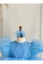 Baby Girl Kids Blue Sleeve Pearl Puffy Tulle Party Dress - 4
