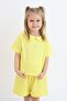 Girl's Collared Be Happy Printed Shorts Double Suit - 6