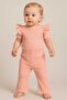 Girl's Corded Top and Bottom Set 100% Cotton Summer Short Sleeve Pink