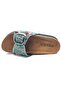 Feles Single Buckle Cork Sole Stone Detailed Women's Slippers Black - 5