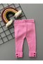 Lilac Color High Waist Button Detailed Unisex Knitwear Ribbed Stretchy Tights - Ages 3 Months to 6 Years