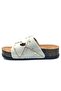Feles Double Buckle Cork Sole Stone Detailed Women's Slippers White - 8