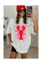 Heart and Lobster Patterned Unisex Oversize T-Shirt - 2