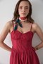 Red Waist Detailed Poplin Dress - 2001 - 4