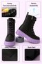 Women's Young Girls Winter Colorful Soled Faux Leather Thermo Non-Slip Boots School Lace-Up Zipper Shoes - 6