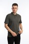 Khaki Men's Polo Collar Waffle Fabric T-Shirt