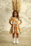 Orange Patterned Layered Girls' Dress - 5