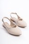 Allison Buckle Orthopedic Comfortable Stone Detailed Women's Cream Ballerinas