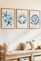 3 Piece Calm Touches of the Sea Themed Wooden Frame Look Mdf Table Set - 2