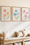 3 Piece Colorful Flowers and Peace Theme Wooden Frame Look Mdf Table Set - 2
