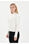 Ecru Color Crew Neck Long Sleeve Soft Knitwear Blouse - 3