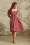 Vintage Eyelet Embroidery Collar Burgundy Floral Poplin Dress - 4