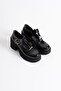 Mathilda Premium Black Patent Leather Daily Wedge Heeled Shoes