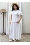 White Poplin Blouse with Flywheel Sleeve Detail