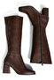 Women's Bitter Brown Zippered Knee Blunt Toe Bottom Size Heeled Boots - 4
