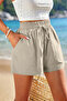 Ghassy Co. Women's Bamboo Linen Non-See-Through Pocketed Drawstring Waist Holiday Casual Shorts - 2