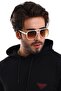 Aevento Unisex Cream Square Frame Brown Glass Uv400 Sunglasses - 2
