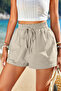 Ghassy Co. Women's Bamboo Linen Non-See-Through Pocketed Drawstring Waist Holiday Casual Shorts - 5