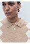 Polo Neck Rhombus Pattern Sweater - 6