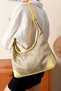 Gold Straw Braided Leather Handle Detailed Women's Shoulder Bag with Puppy - 3