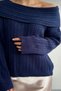 Women's New Season Madonna Collar Ribbed Oversize Knitted Sweater Sun125 - 2