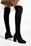 Women's High Heel Boots Suveyt Material over the Knee - 4
