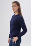 Navy Blue 100% Organic Cotton Crew Neck Knitwear Sweater Blouse - 5