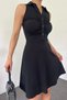 Flexible Fabric Shirt Collar Ottoman Design Sleeveless Black Dress 5060 - 3