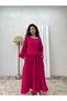 Fuchsia Muslin Casual Blouse and Flared Skirt Set (Set of 2) - 6