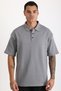 Double Pique Fabric Loose Fit Men's Polo Neck T-Shirt with Collar and Sleeve Stitching Detail