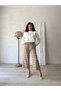 Women's Cream Plaid Trousers - 6