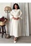 Long Cream Stamp Blouse-Skirt Set (Bluz-Skirt) - 5