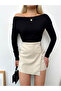 Women's Black Boat Neck Viscose Fabric Long Sleeve Blouse - 4