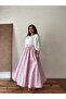 Pink-Burgundy Floral Flared Poplin Skirt - 5