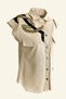 Gold And Black Embroidered Cream Color Oversize Jean Vest - 5