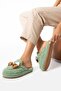 Green Bow Tie Winter Women's Slippers - 5