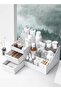 Petite 2 Drawer 3 Tier Makeup Stand Cosmetic Organizer Office Pen Holder Perfume Jewelry Shelf with Compartments - 3