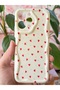 Redmi 12 Case Camera Protected Wave Edge Red Heart Pattern Silicone Cover - 4