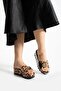 Leopard Piping Wedge Heeled Women's Slippers High Sole Slippers - 3