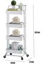 4-Tier Kitchen Rolling Cart, Utility Storage Trolley Cart with Wheels, Laundry Waterproof Cart, Mobi - 7