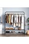 Multifunctional Bedroom Heavy Duty Clothes Rail with Double Rails, 4 Clothes Hooks Garment Rack for - 3
