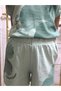 Eid Girls' T-Shirt and Shorts Set, Cotton Pieces, Large Size, Floral Print Mold Green - 8