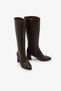 Brown Genuine Leather Boots Zippered Pointed Toe Heeled Women's Boots - 5